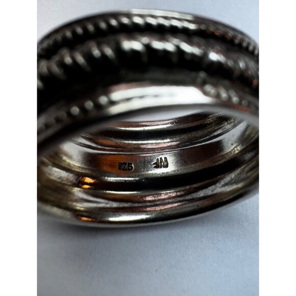 Estate Sterling Silver Wide Rope Band Ring Size 7.5 – Vintage 925 Jewelry - Picture 11 of 11